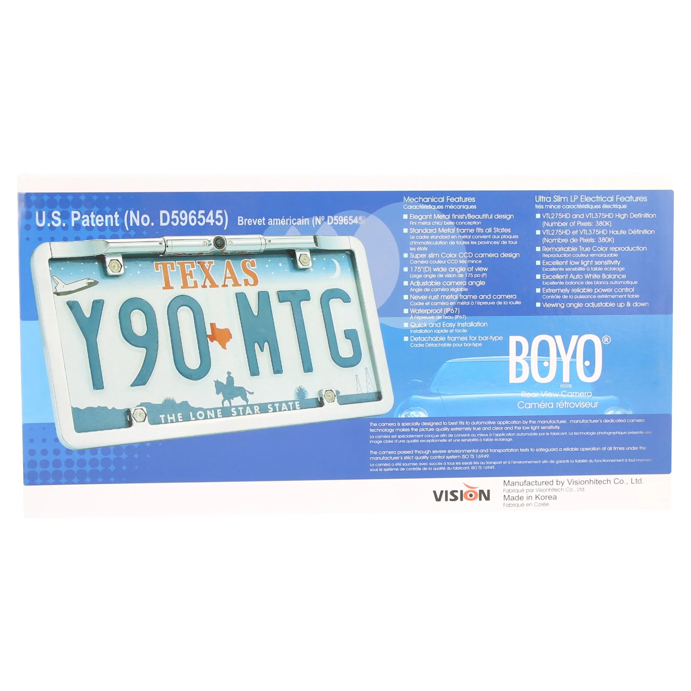 BOYO VTL275HD - Ultra Slim Full-Frame License Plate HD Backup Camera (Chrome) - Exclusive Design