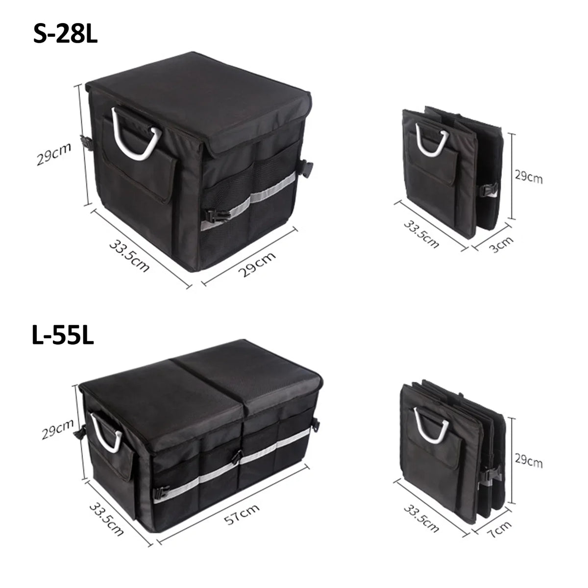 Folding Car Storage Box, Car Trunk Organizer, Oxford Cloth, Reflective Strip, 28L - Exclusive Design