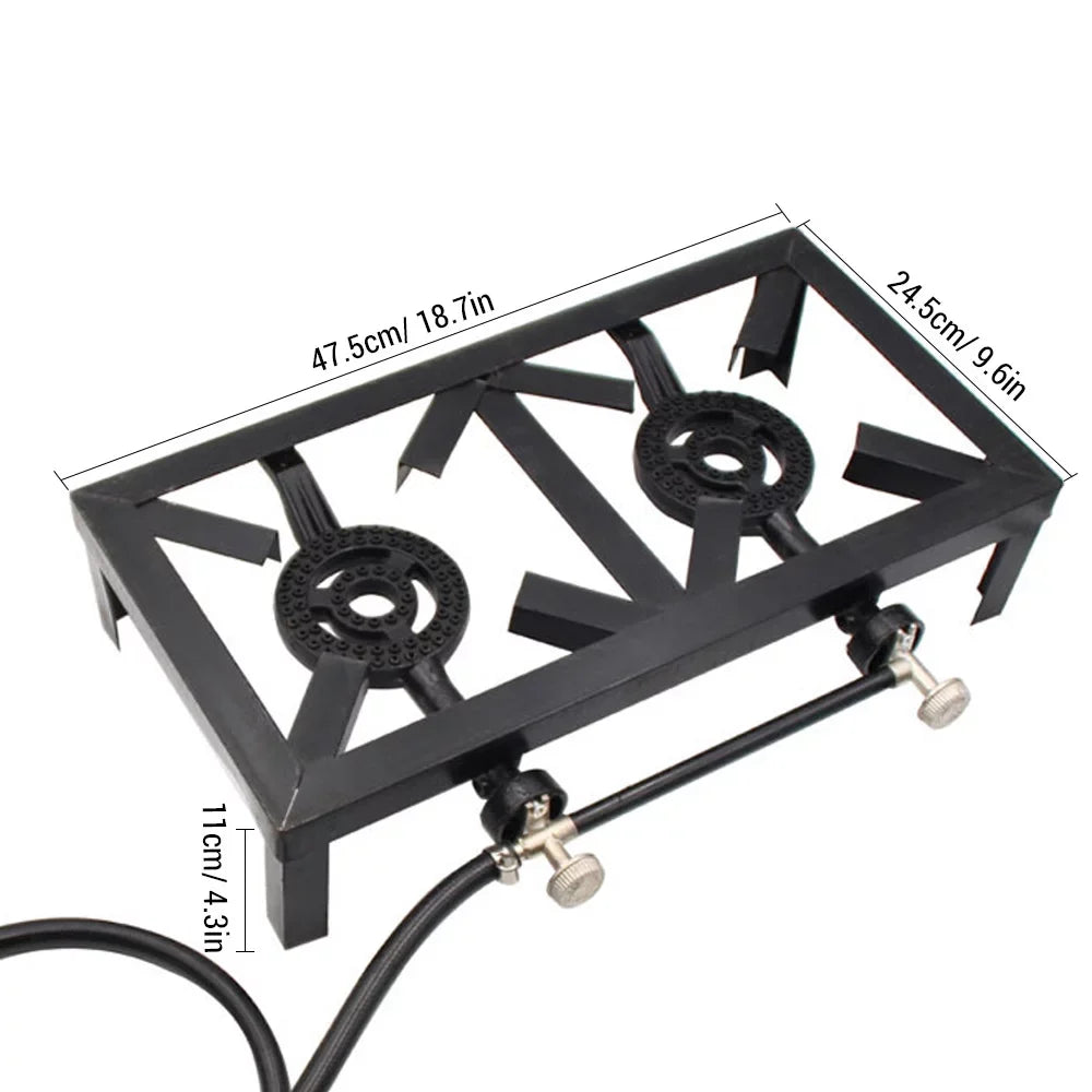 Stylish walmeck Propane Gas Double Cast Iron Stove for Patio Camping BBQ Cooking ( Standard)