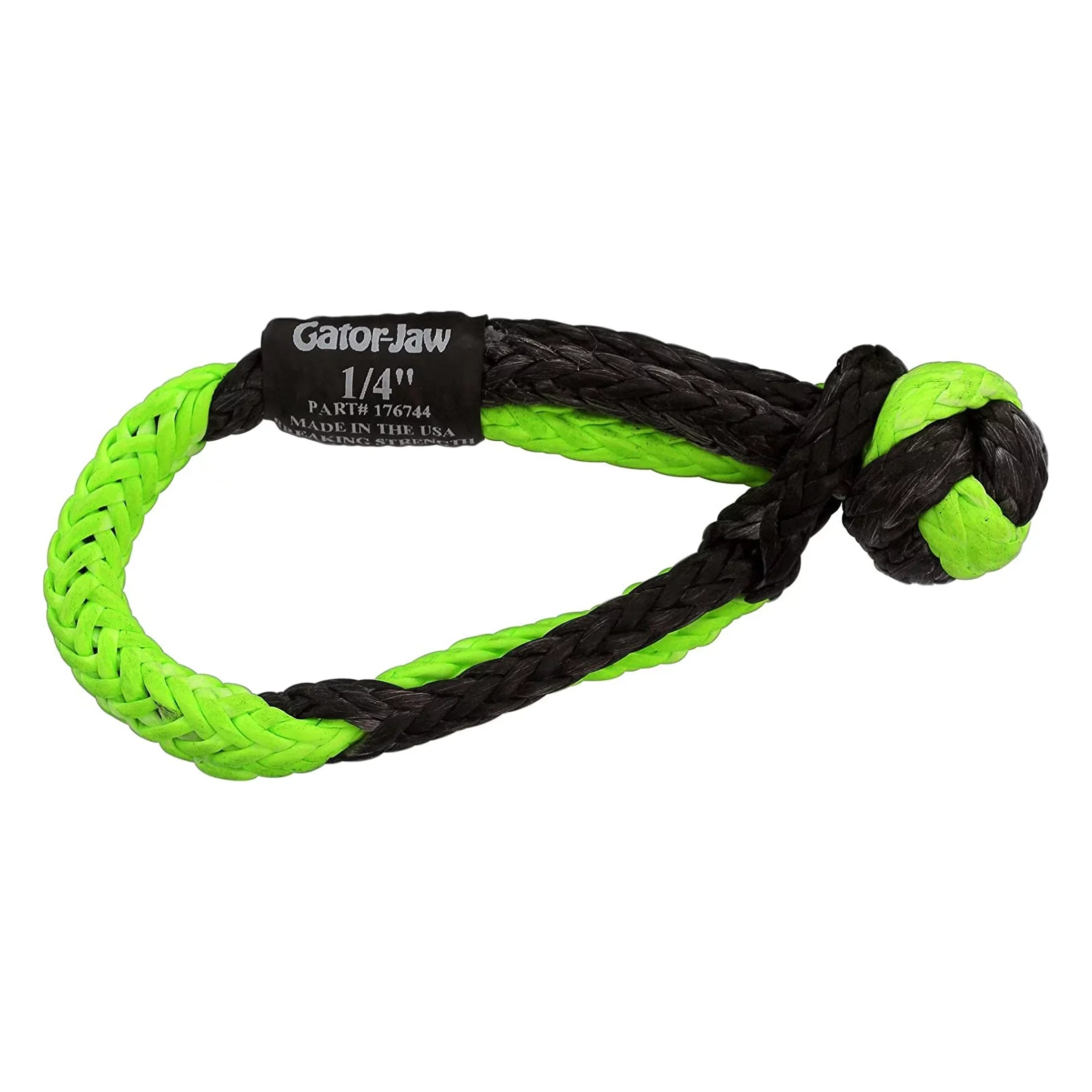 Stylish Bubba Rope 176744 Synthetic Shackle Mini Gator-Jaw 1/4" Breaking Strength of 11,000 lb. with Plasma in Green and Black, Ideal for ATV, UTV, Personal Water Craft and Power Sport Equipment â PAIR (2)