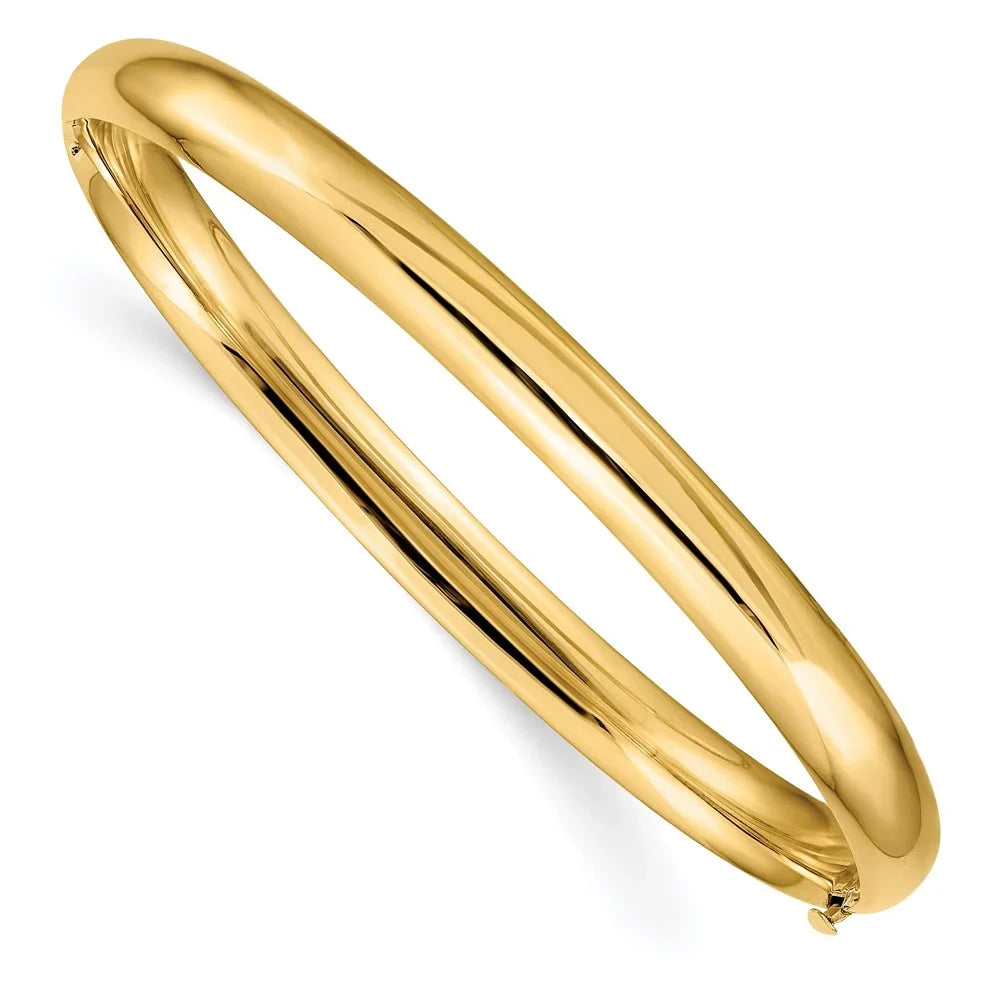 Stylish 14k 4/16 High Polished Hinged Bangle Bracelet QHP4/16