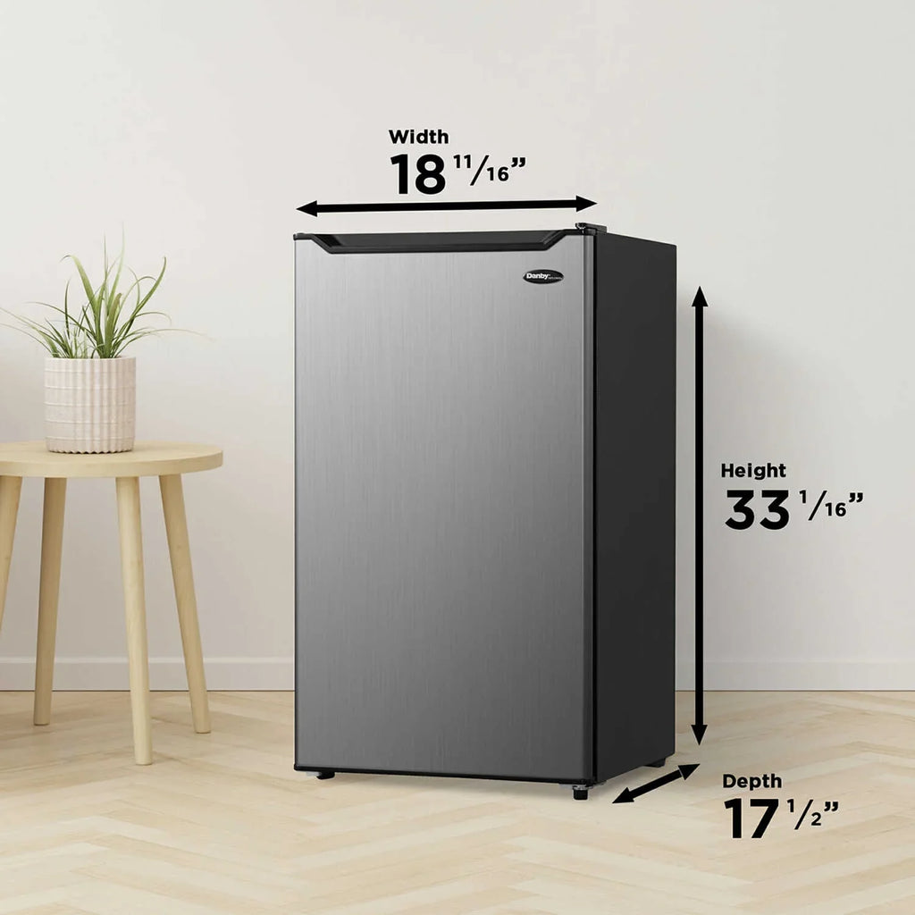 Stylish Danby DAR032B2SLM 3.2 cu. ft. Compact Refrigerator - Stainless Steel