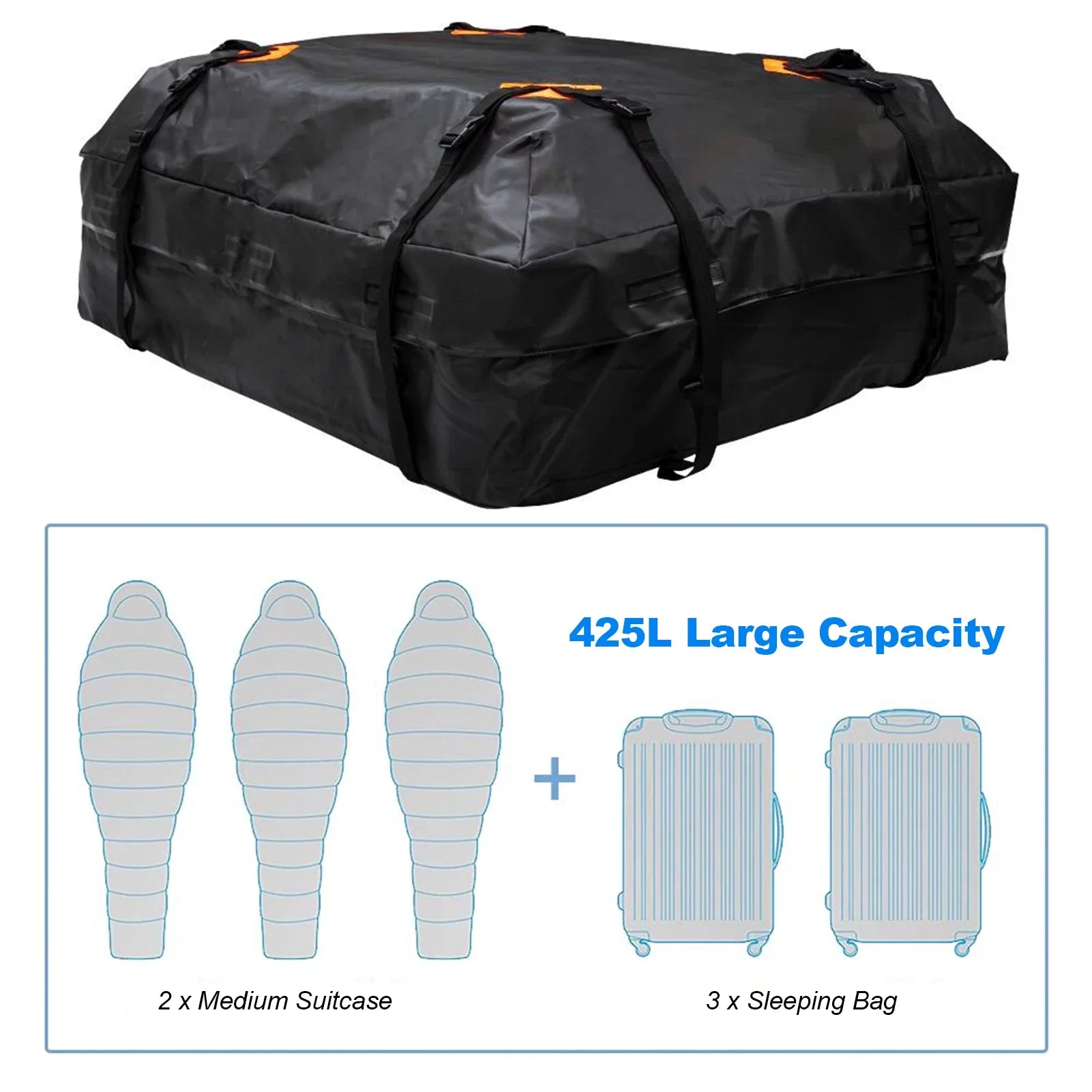 Htovila 600D Waterproof Cargo Bag Car Roof Cargo Carrier Universal Luggage Bag Storage Cube Bag for Travel Camping - Exclusive Design