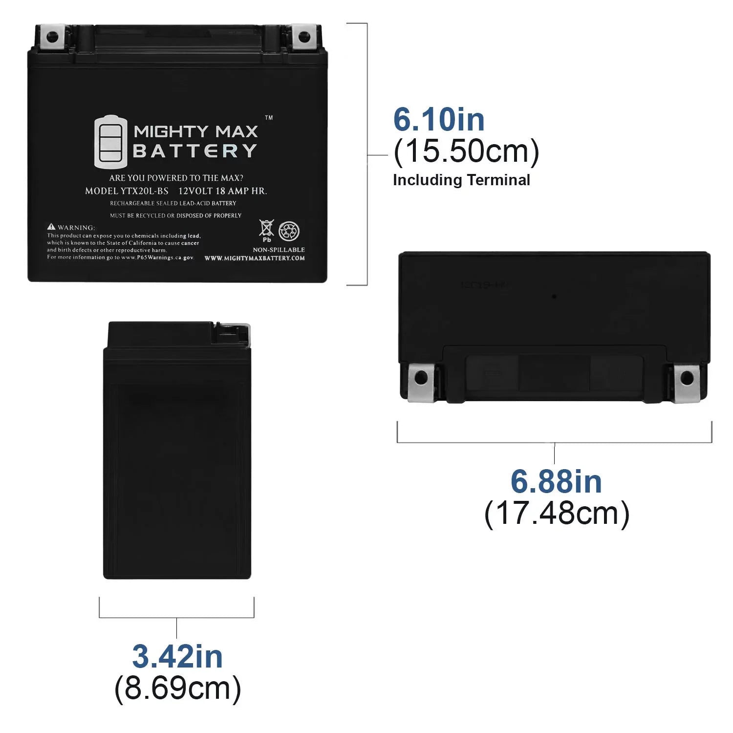 YTX20L-BS Battery Replacement for Jetski ATV Motorcycle - Exclusive Design
