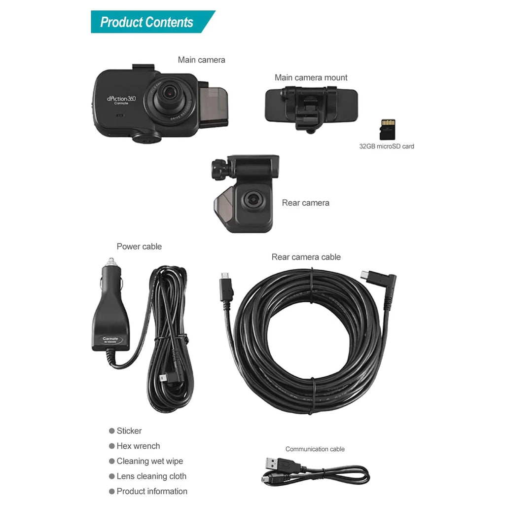 Razo d'Action 360D 3 Channel 360 Degree Dash Cam: FHD Dash Camera w/ Built-in GPS