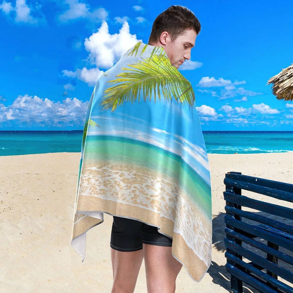Bestwell Summer Tropical Palm Beach Beach Towel Oversized Towel Blanket, Thin Lampweight Microfiber Sand Free Quick Dry Towel, 30âX60â Multipurpose Pool Bath Yoga Swim Shower Towel