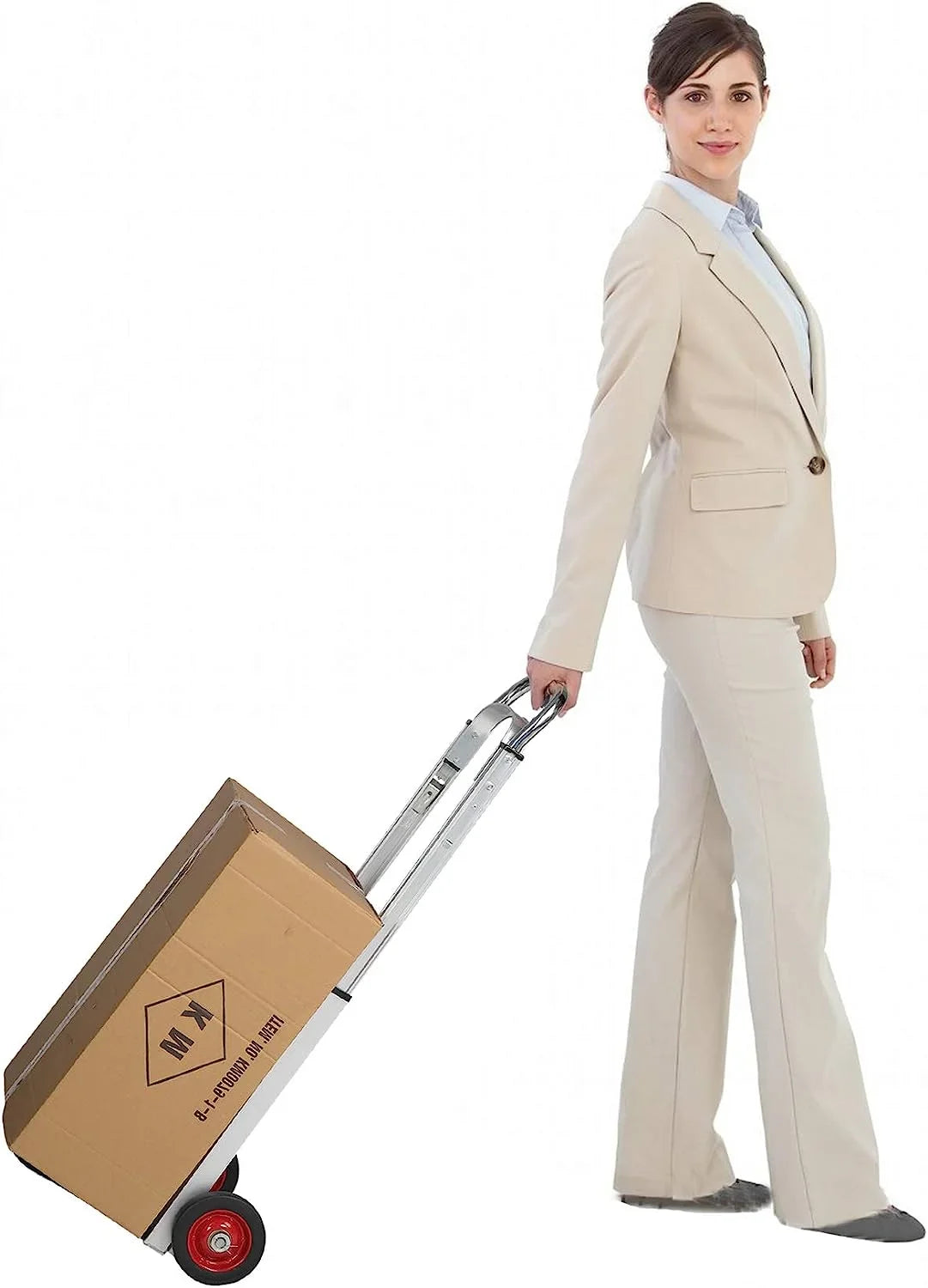 Aluminum Foldable Hand Truck with Telescoping Handle and Rubber Wheels Heavy Duty Compact Luggage Cart Portable Trolley for Travel, Shopping or Industrial - Exclusive Design