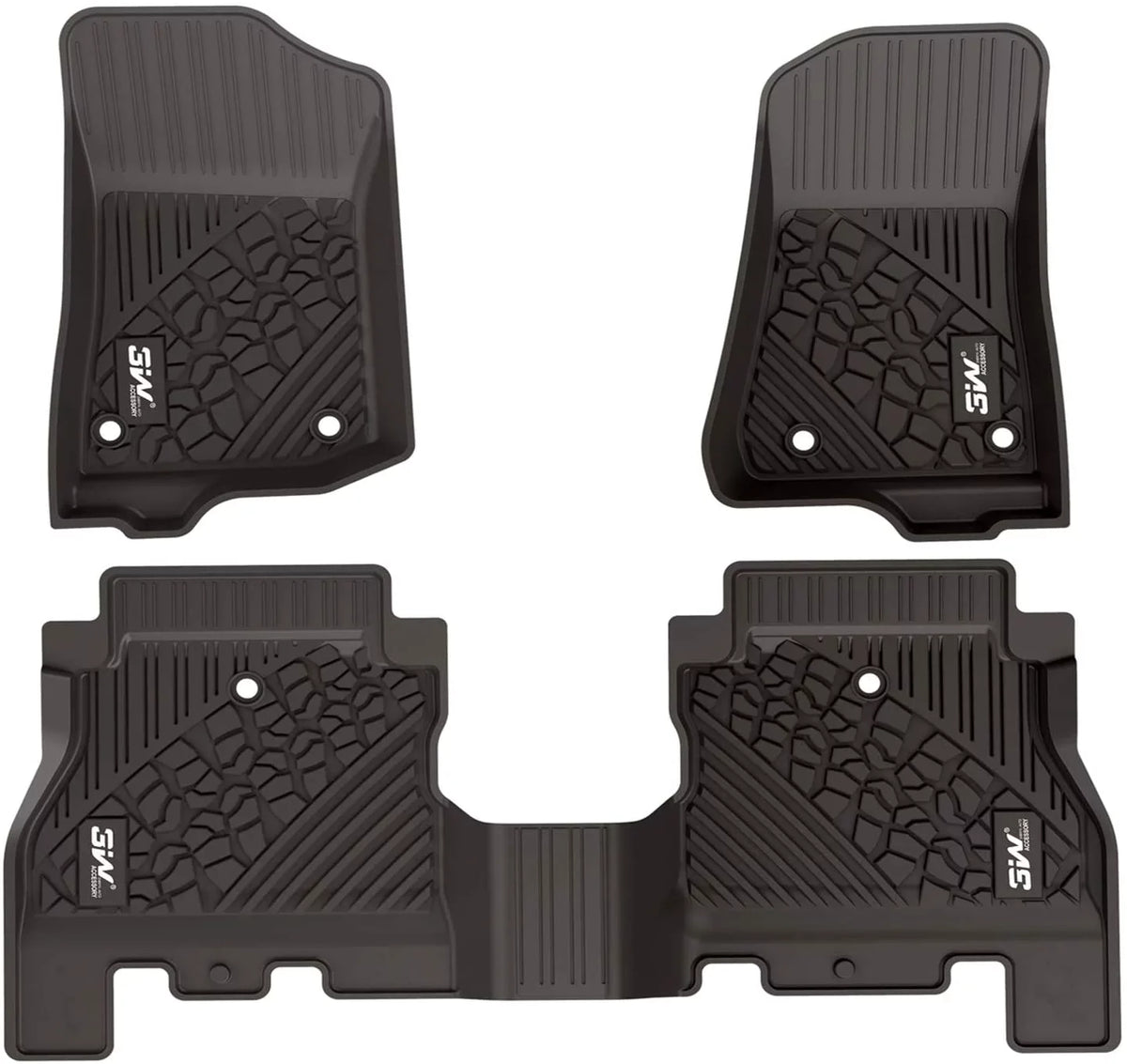 3W Floor Mats&Cargo Liner for Jeep Wrangler JL 2018-2021 with subwoofer - All Weather Floor Liners White Logo &Trunk mats for Jeep Wrangler JL Unlimited 4-Door,Black - Exclusive Design