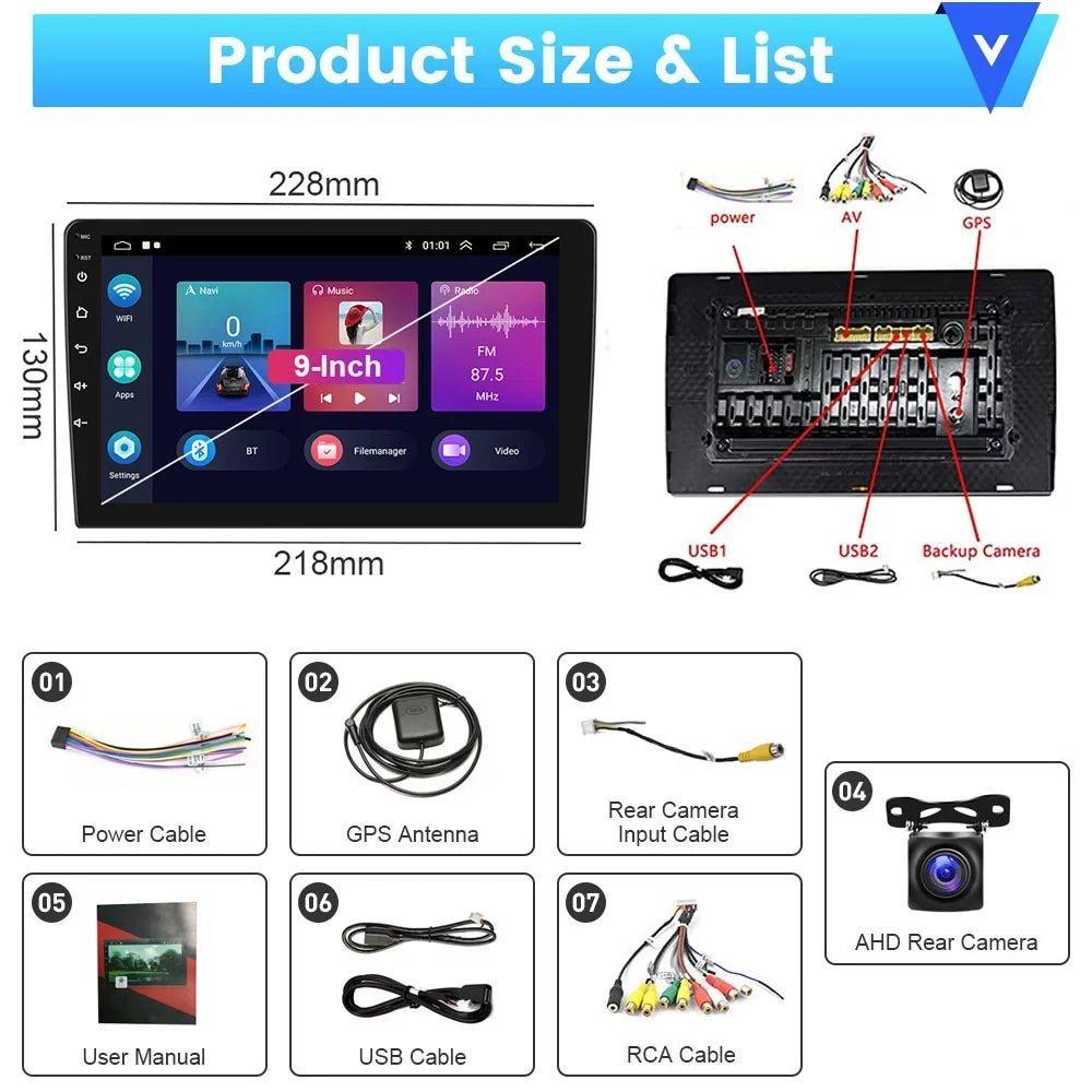 Podofo 2+32G for Hyundai Elantra 2014-2016 Wireless Carplay Android Auto Mirror Link 9'' Touchscreen Car Stereo Radio Android 11 System WIFI GPS Hifi FM Bluetooth Usb, AHD Backup Camera