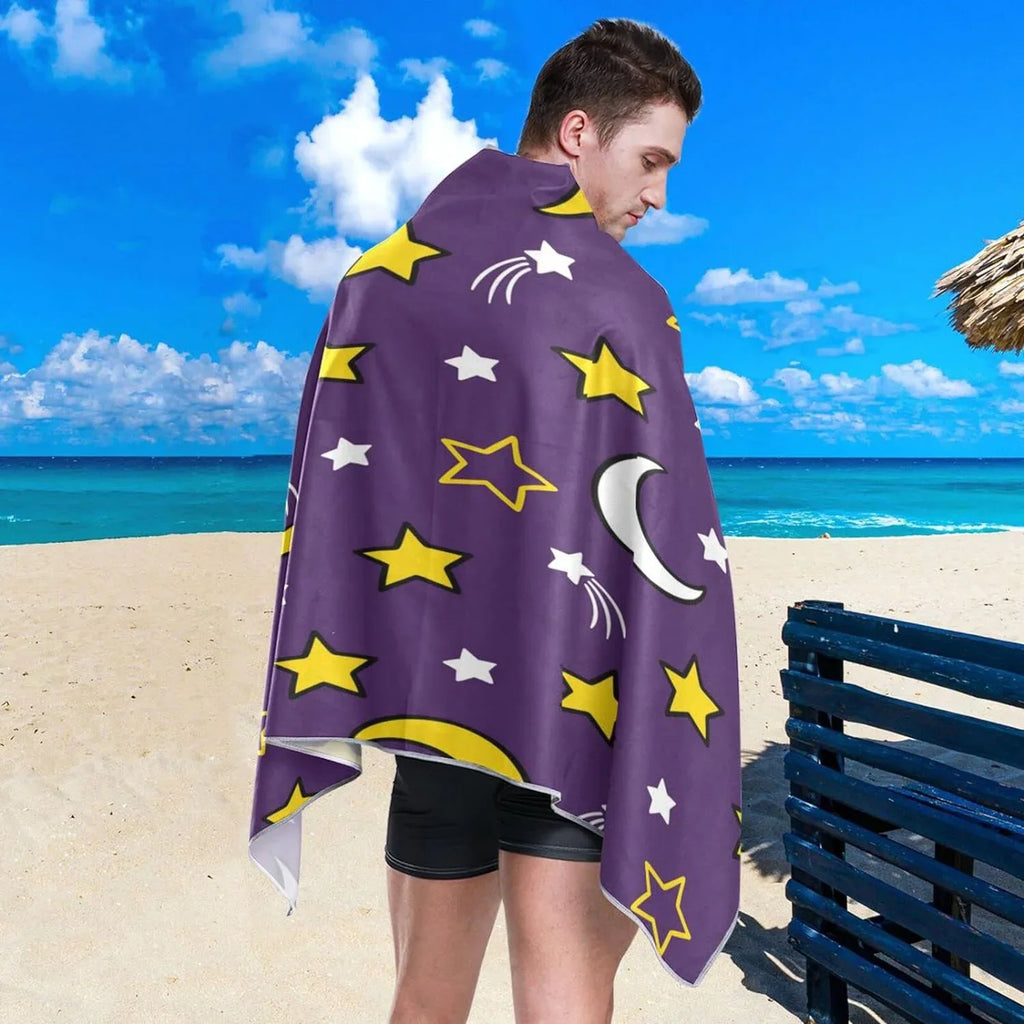 Bestwell Moon and Stars Beach Towel - Lampweight Compact Oversized Travel Towels - Super Absorbent Quick Dry Towel for Swimming Camping Holidayï¼419ï¼