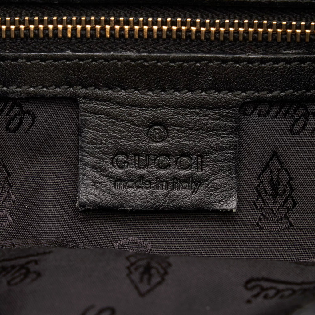 Pre-Owned Gucci Ribbon Handbag Hobo Bag 189885 Black Patent Leather Ladies GUCCI (Good)
