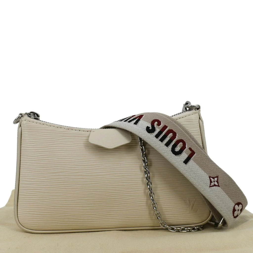 Stylish Pre-owned LOUIS VUITTON Easy Pouch On Strap Epi Leather Shoulder Bag Cream
