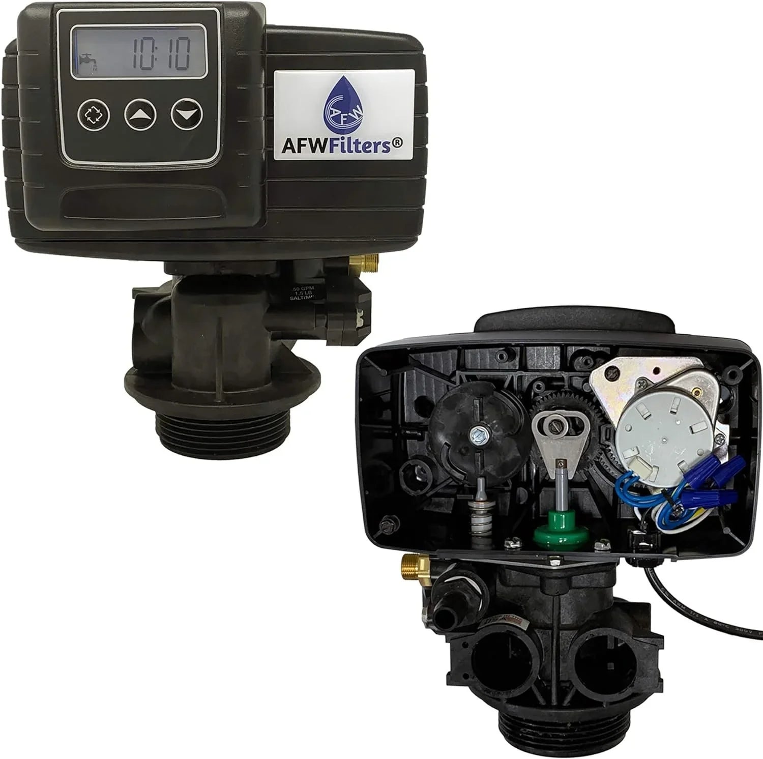 AFWFilters 2 cubic Foot 64k Whole Home Water Softener with High Capacity Resin, 1" Stainless Steel FNPT Connection, and Blue Tanks