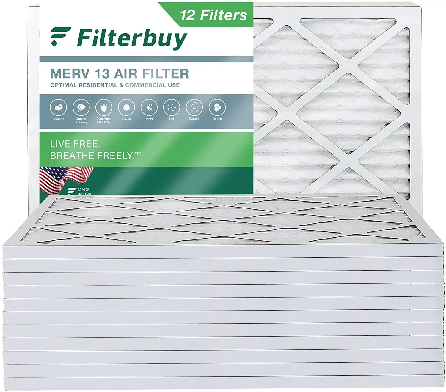 Stylish Filterbuy 10x14x1 MERV 13 Pleated HVAC AC Furnace Air Filters (12-Pack)