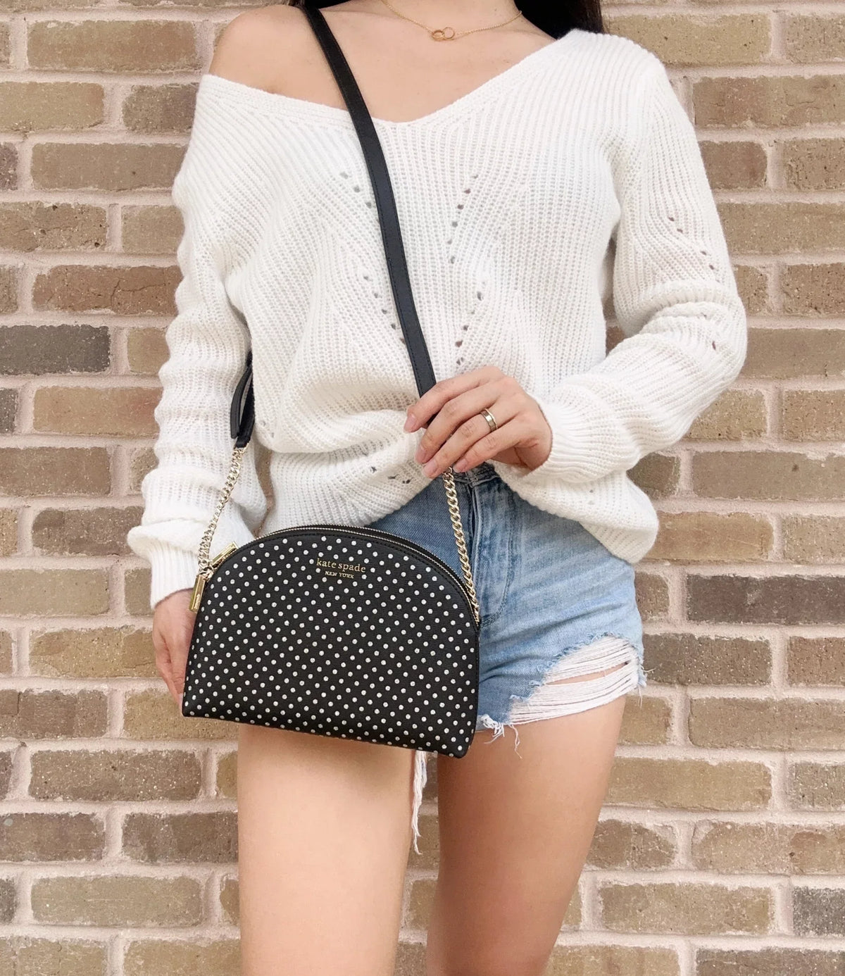 Stylish Kate Spade Women's New York Spencer Metallic Dots Double Zip Crossbody Bag