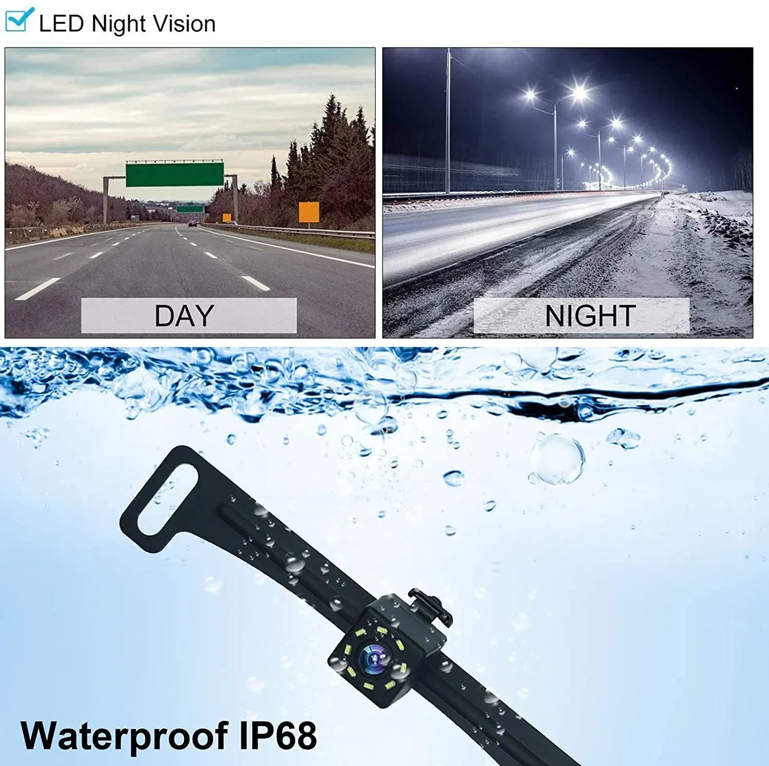 B-Qtech Wireless Backup Camera for Car, Waterproof Night Vision 170 Rear View Camera with 4.3"" LCD Monitor for Truck, RV