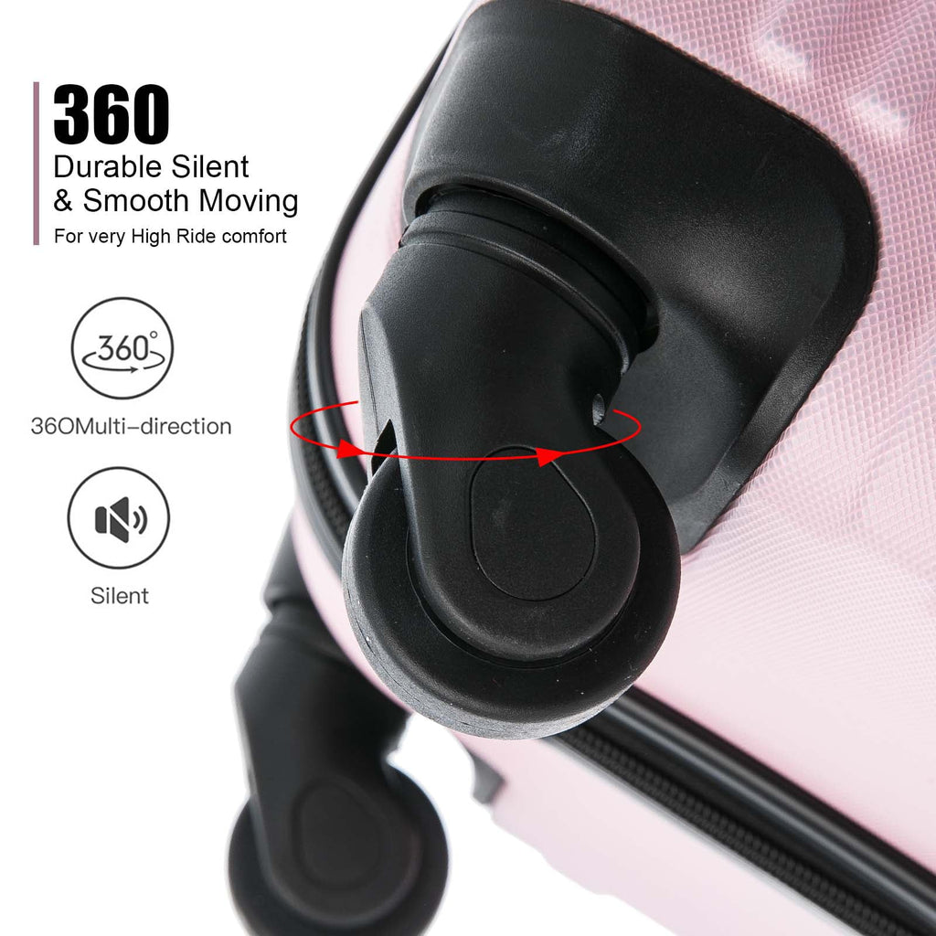 5 Piece Set Luggage Sets Suitcase ABS Hardshell Lampweight Spinner Wheels (16/20/24/28 inch) Pink