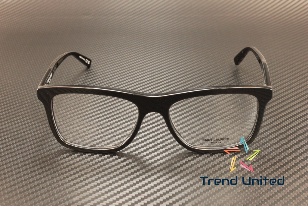 Stylish SAINT LAURENT SL 481 001 Rectangular Squared Black 55 mm Men's Eyeglasses