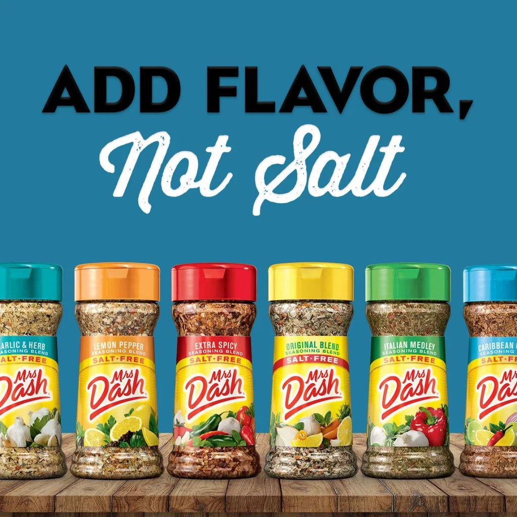 Mrs. Dash No Salt Seasonings Blend Variety New Starter Set - 12 Flavors (28.8 oz Total) with Blank June Street Market Recipe Card - Exclusive Design