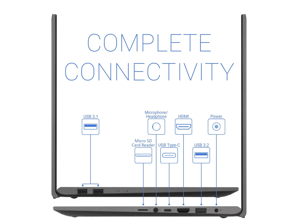 Vivobook X512JA Laptop, 15.6" FHD Display, i7-1065G7 Upto 3.9GHz, 20GB RAM, 512GB NVMe SSD + 500GB HDD, HDMI, Card Reader, Wi-Fi, Bluetooth, Windows 10 Pro S