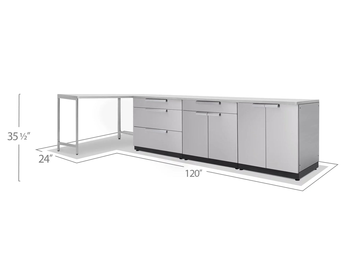 Outdoor Kitchen 5 Piece Cabinet Set in Stainless Steel with Countertops