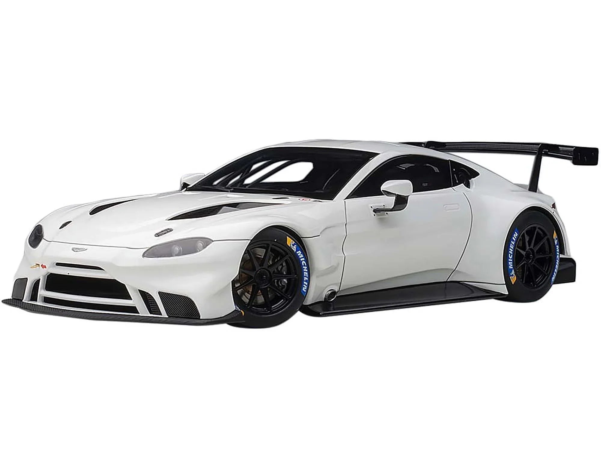 Stylish 2018 Aston Martin Vantage GTE Le Mans PRO White with Carbon Accents 1/18 Model Car by Autoart