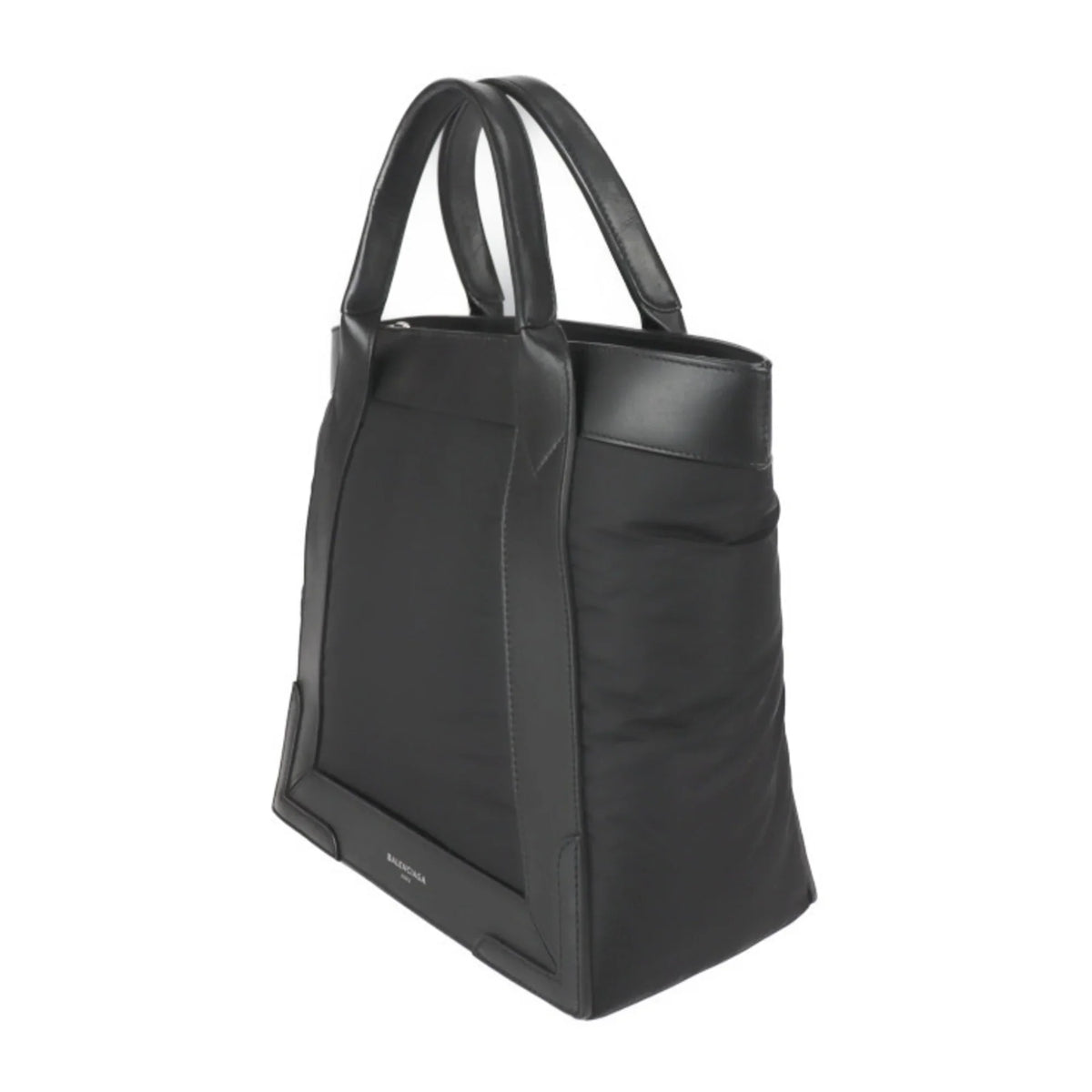 Stylish Pre-Owned BALENCIAGA Balenciaga Kabas S tote bag 363425 nylon leather black silver metal fittings (Good)