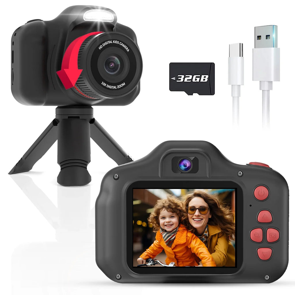 Stylish Seckton Upgrade Kids Digital Camera with Fill Light, Toys for 5 6 7 8 9 10 Year Old Boys Birthday Gift -Black