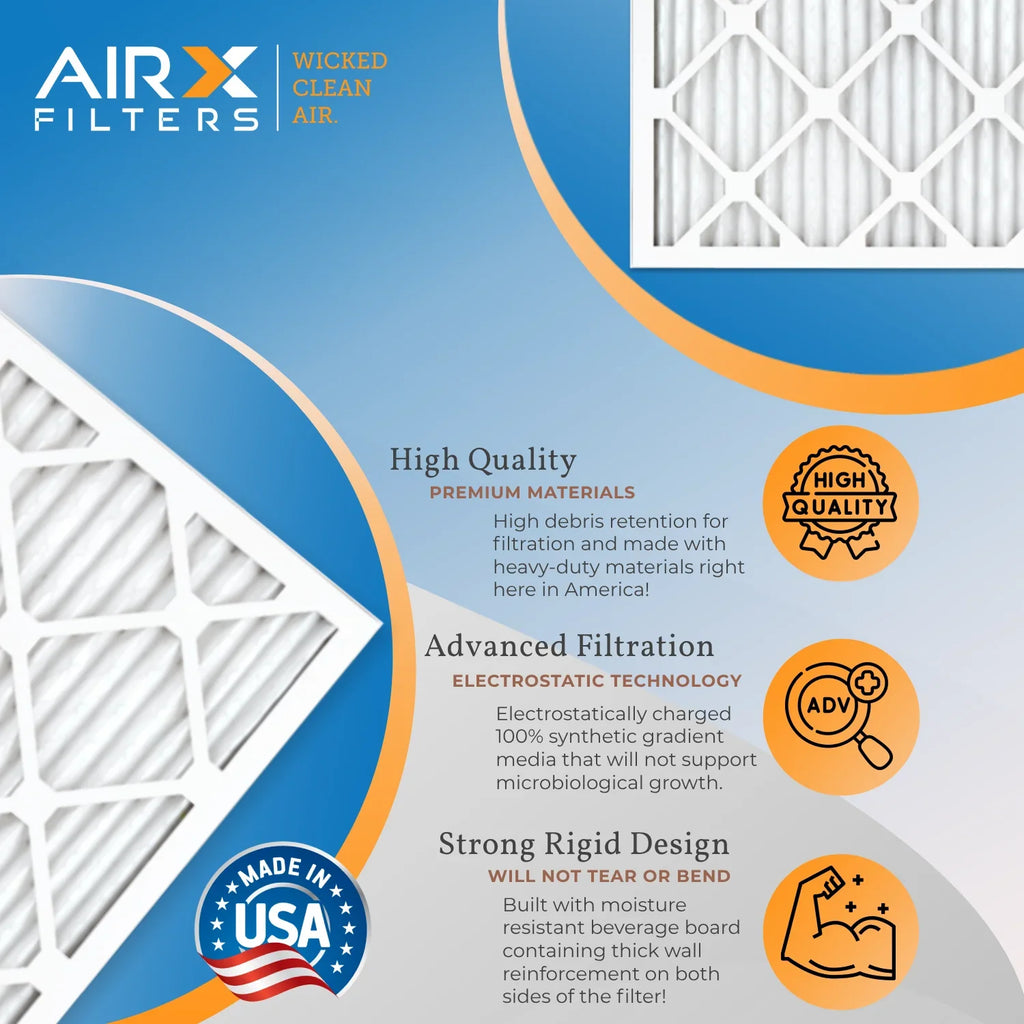 18x20x1 Air Filter MERV 13 Comparable to MPR 1500 - 2200 & FPR 9 Electrostatic Pleated Air Conditioner Filter 4 Pack HVAC AC Premium USA Made 18x20x1 Furnace Filters by AIRX FILTERS WICKED CLEAN AIR. - Exclusive Design