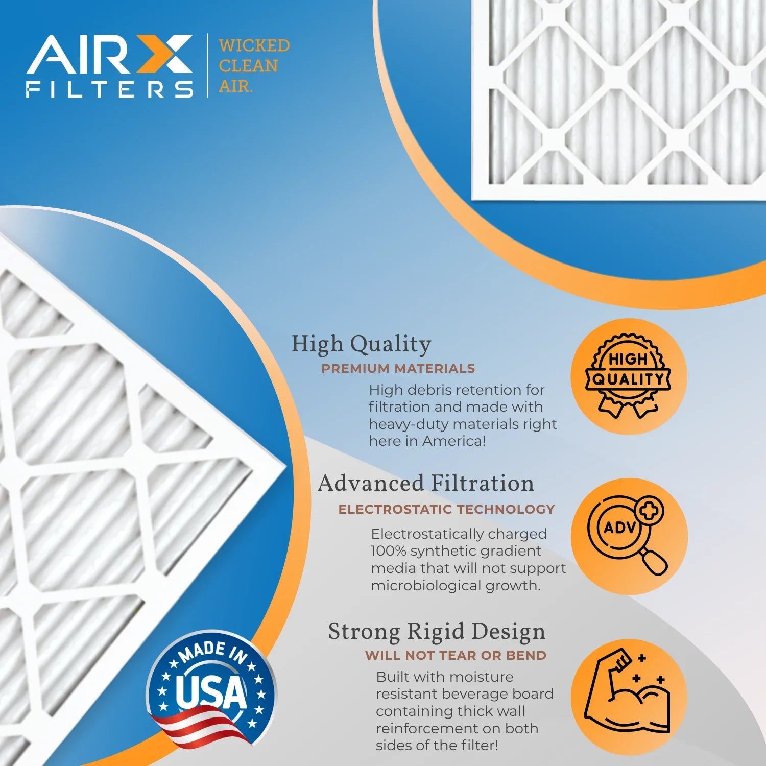 20x36x1 Air Filter MERV 8 Rating, 12 Pack of Furnace Filters Comparable to MPR 700 & FPR 5 - Made in USA by AIRX FILTERS WICKED CLEAN AIR.