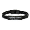 Stylish amangny Cosplaying is Cheaper Than Therapy. Braided Leather Bracelet, Cosplaying Present from, Love Engraved Bracelet for Men Women