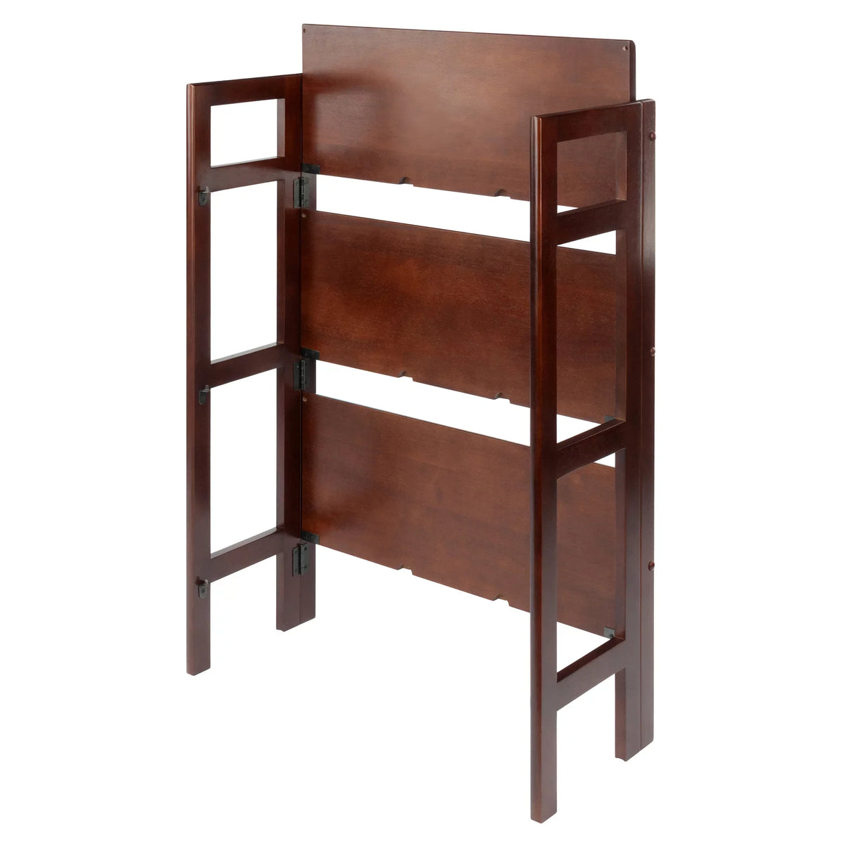 Stylish Winsome Wood Terry 3-Tier Foldable Shelf, Stackable, Walnut Finish