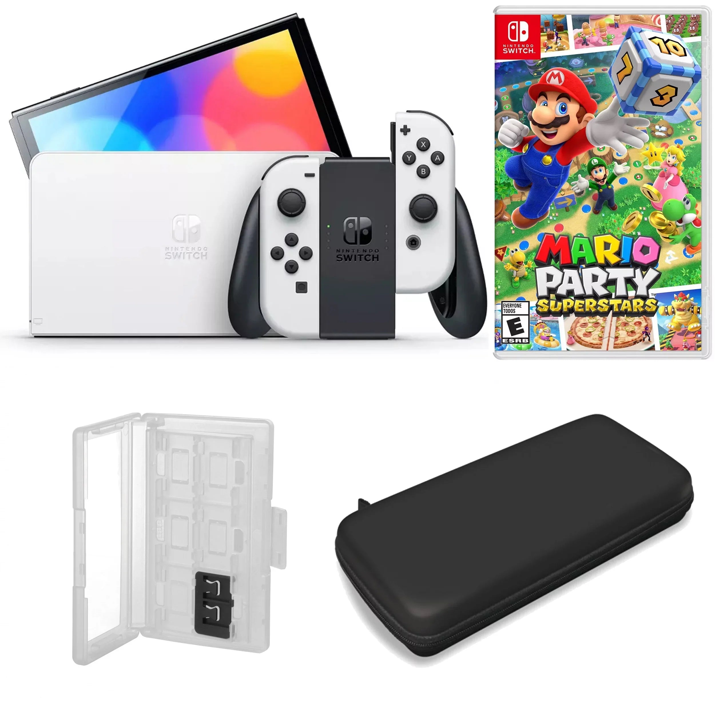 Nintendo Switch OLED in White with Mario Party Superstars and Accessories