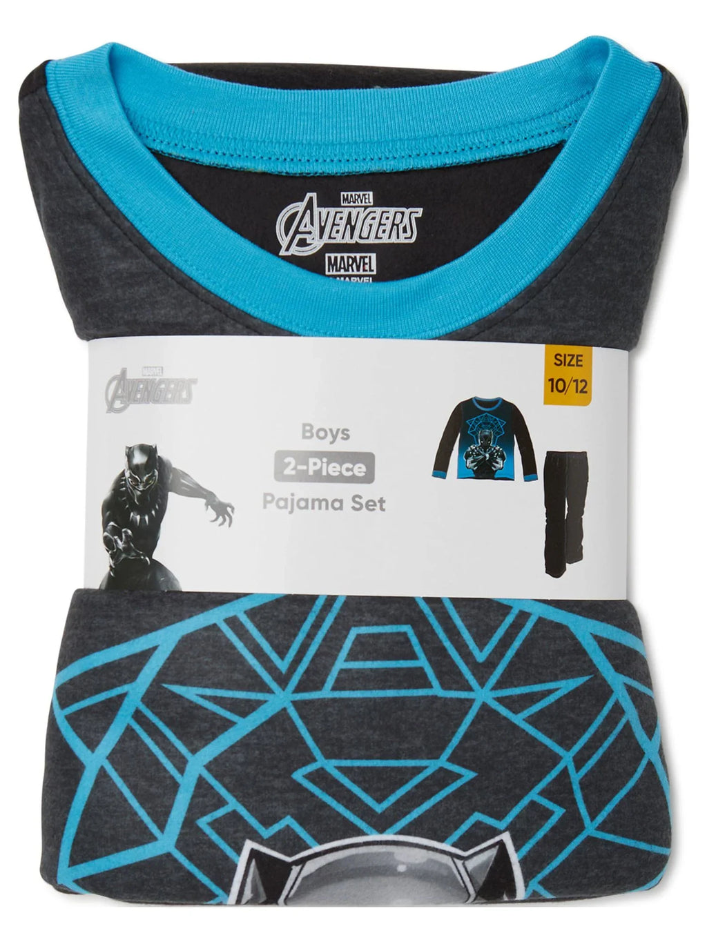 Black Panther Boys Long Sleeve Top and Pants Pajama Sleep Set, 2-Piece, Sizes 4-12