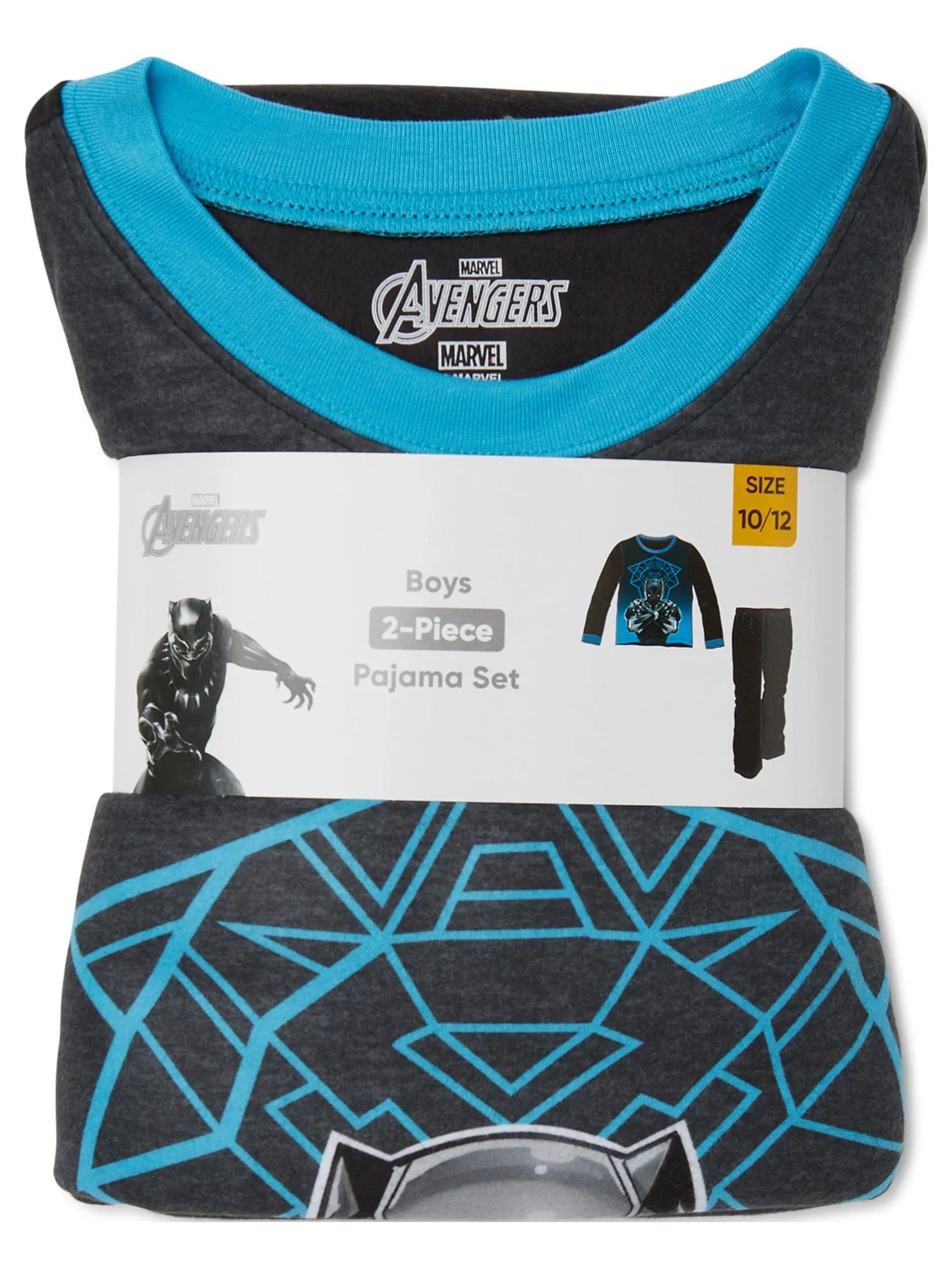 Black Panther Boys Long Sleeve Top and Pants Pajama Sleep Set, 2-Piece, Sizes 4-12
