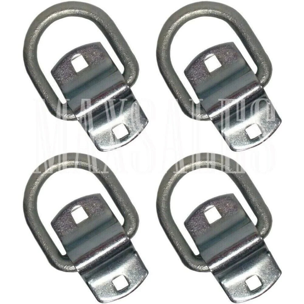 4 PC Bolt-On D-Ring 1/2" Cargo Strap Tie Down Flatbed Truck Trailer Rings - Exclusive Design