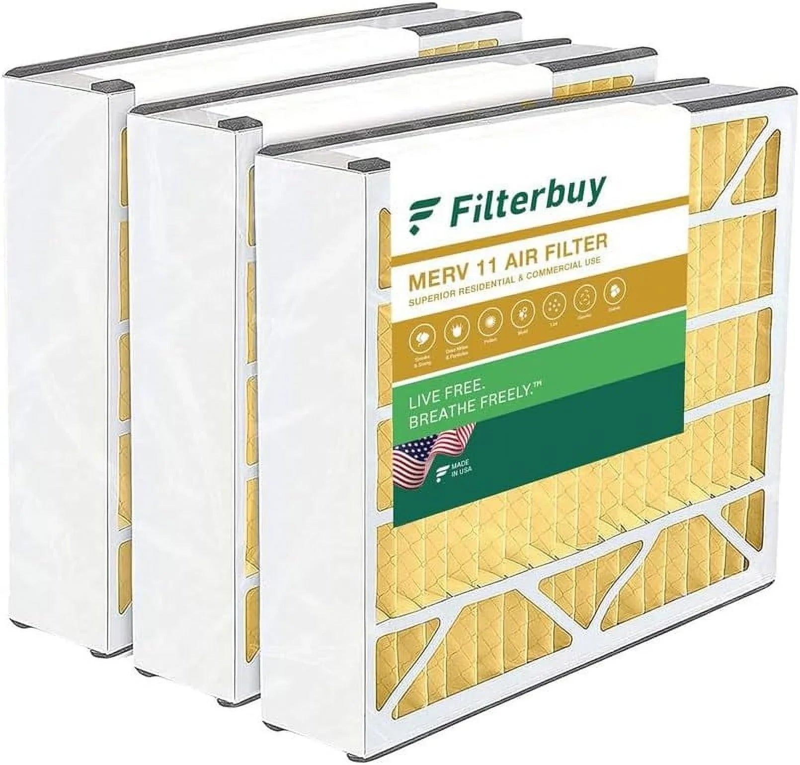 Filterbuy 20x25x5 MERV 11 Pleated HVAC AC Furnace Air Filters for Trion Air Bear, Generalaire, Skuttle, and Ultravation (3-Pack) - Exclusive Design