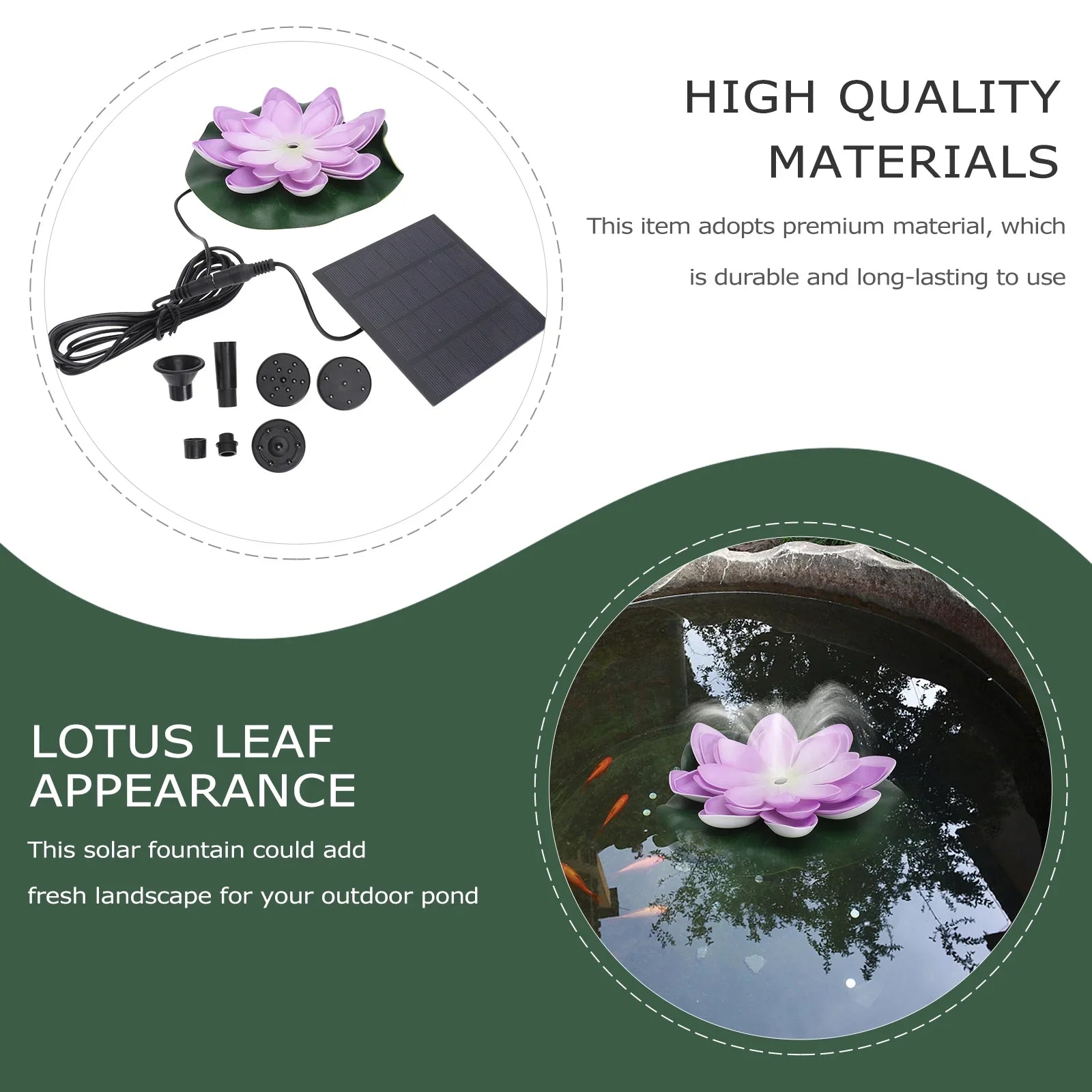 Stylish Gongxipen 1 Set Lotus Solar Fountain Outdoor Waterscape Fountain Pond Floating Fountain