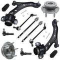 Detroit Axle - Front 12pc Suspension Kit Ford Mustang 2005 2006 2007 2008 2009 2010, 2 Lower Control Arms 2 Sway Bars 4 Outer Inner Tie Rods 2 Wheel Bearing and Hubs 2 Boots Replacement - Exclusive Design