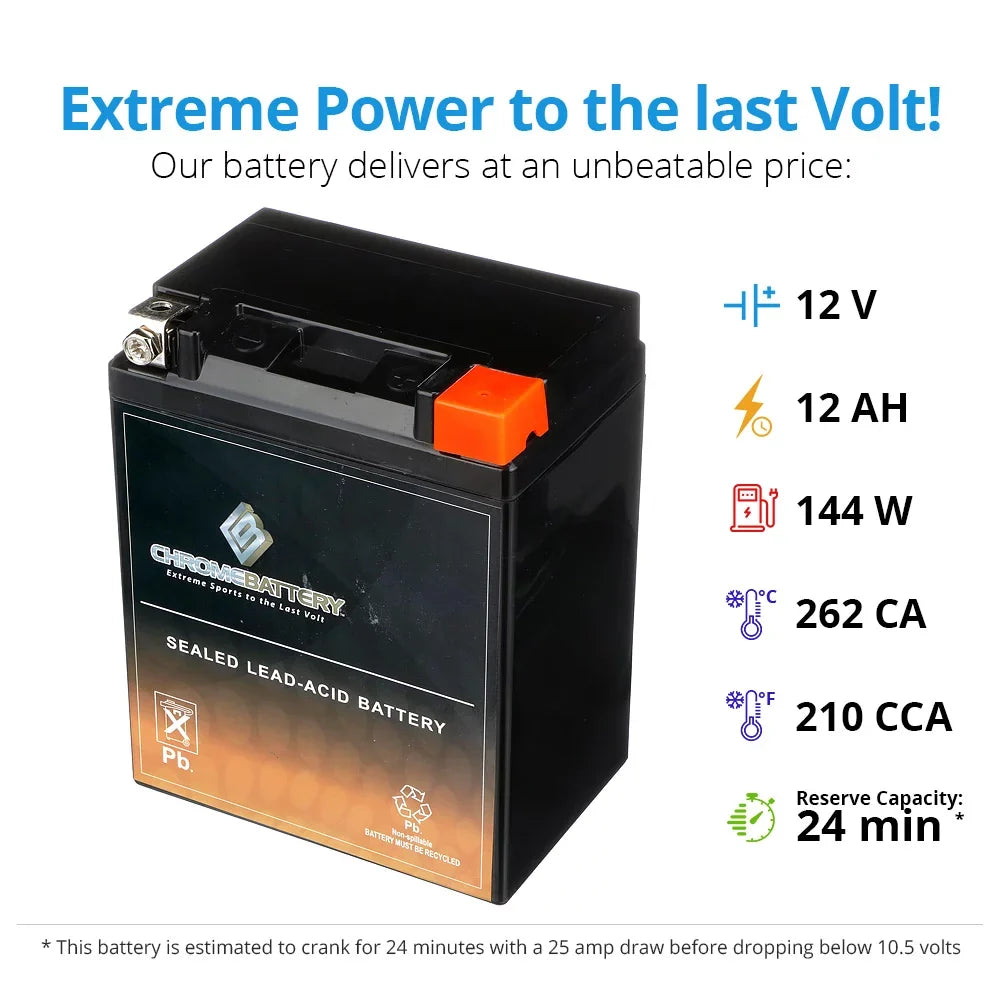 Stylish Chrome Battery Ytx14Ahl-Bs Motorcycle Battery For Yamaha Xs650 650Cc 75-'83