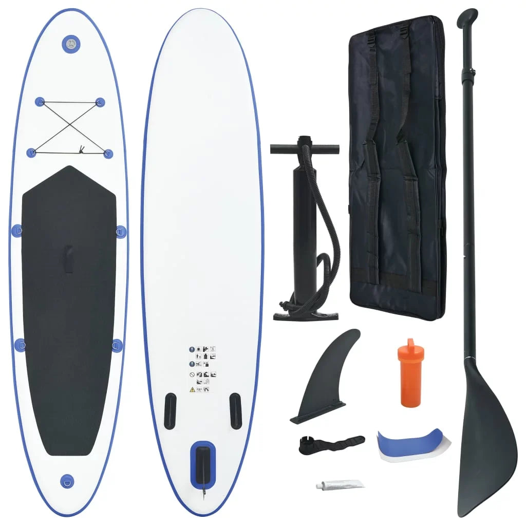 Buyweek Stand Up Paddle Board Set SUP Surfboard Inflatable Blue and White