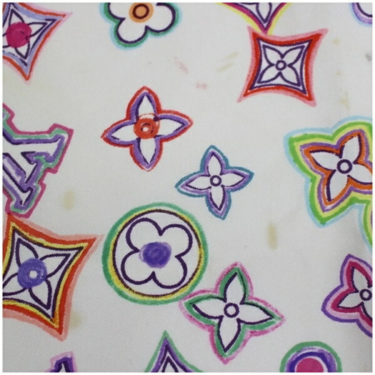 Pre-Owned Louis Vuitton Silk Scarf Muffler Monogram White x Multicolor Women's (Good)
